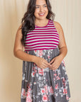 Tiered Stripe Sleeveless Mini Dress