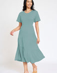 Plus Solid Diagonal Tiered Flowy Dress