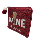 Wine O'clock Beaded Coin Purse