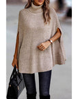 Roll Neck Knit Loose Poncho