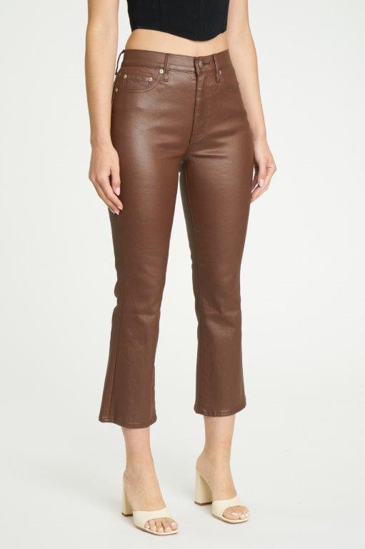 High Rise Cropped Coated Pants (espresso)