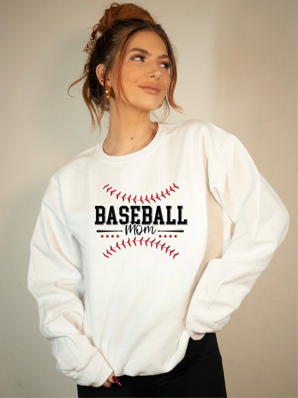 Baseball Mom Red Stitch Crewneck Sweatshirt