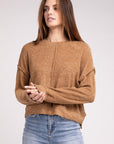 Brushed Melange Hacci Hi-Low Hem Sweater