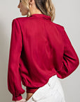 Long Sleeve Front Wrap Bodysuit (red)