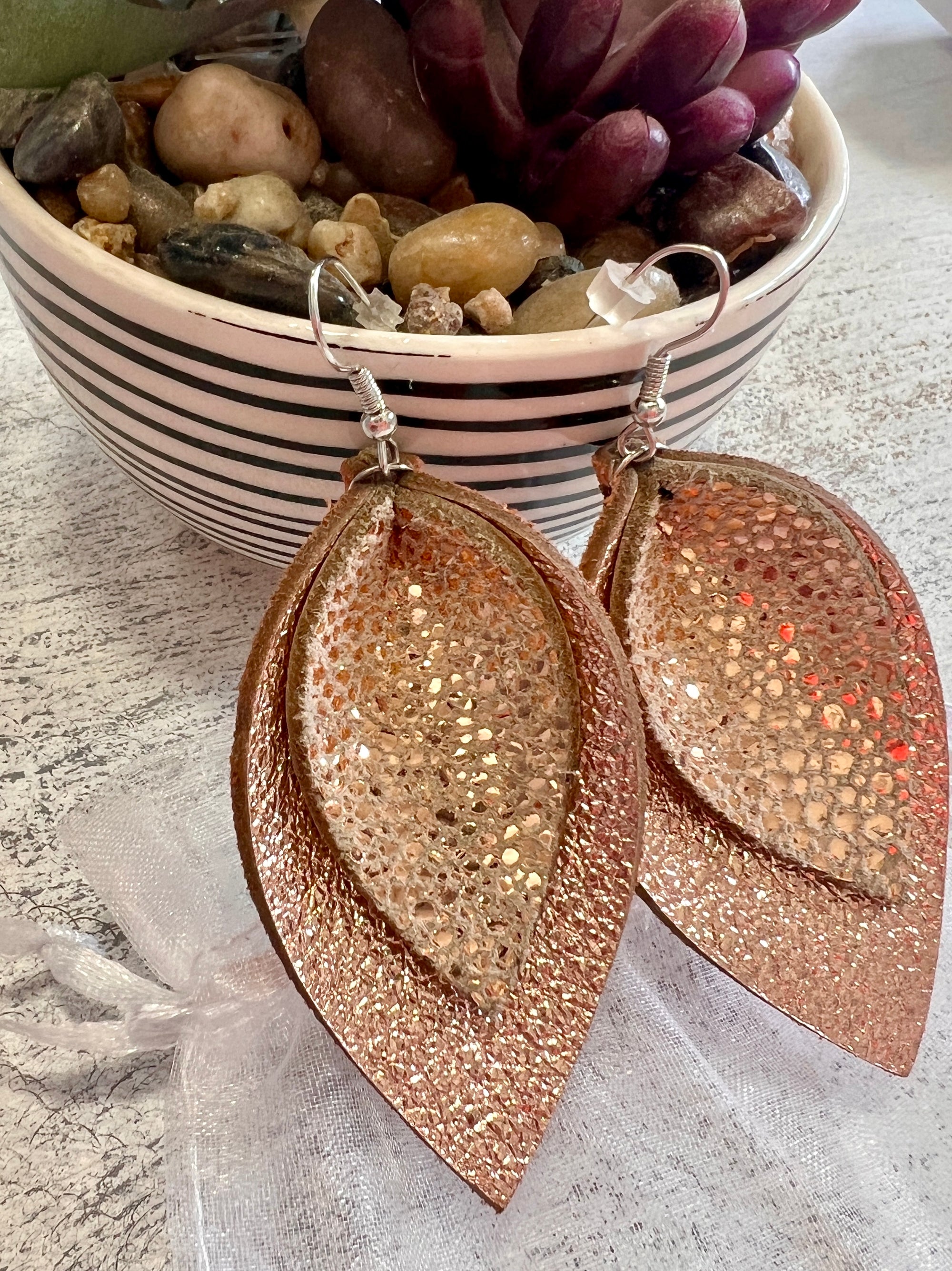 Double Layered Leather Earrings