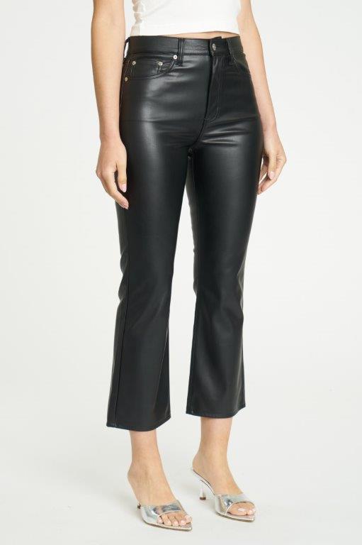 High Rise Cropped Leather Pants (blk)