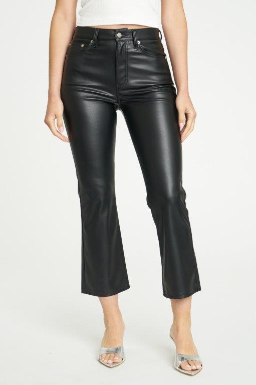 High Rise Cropped Leather Pants (blk)