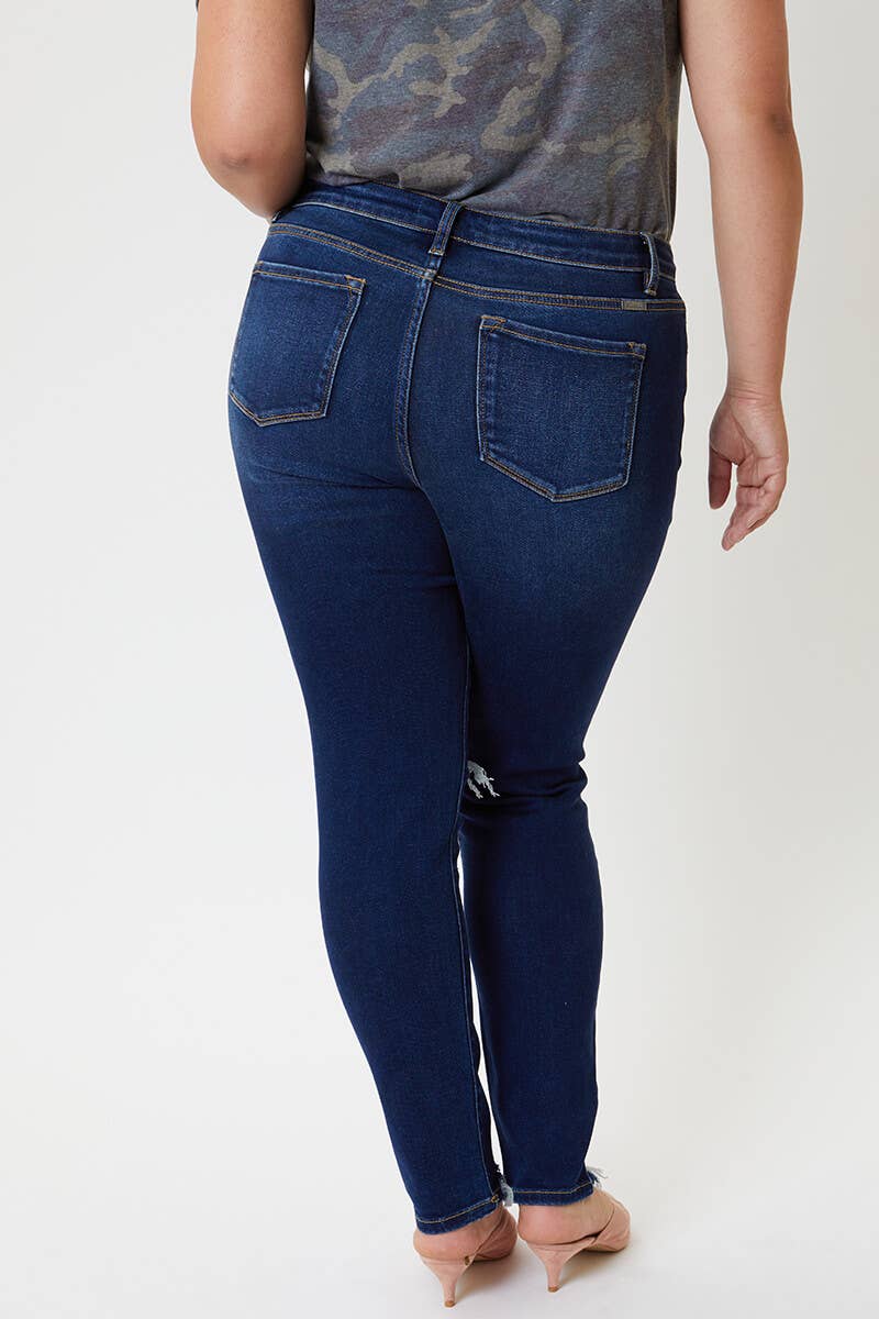 Mid Rise Super Skinny Destructed Jeans
