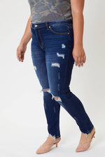 Mid Rise Super Skinny Destructed Jeans